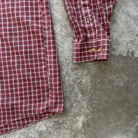 L.L. Bean Wrinkle Resistant Shirt XLT Red Plaid Like New - Picture 4 of 10